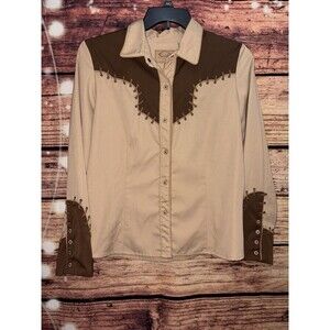 Vintage Scully Women's L Western Pearl Snap Embroidered Long sleeve Shirt